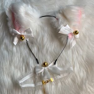 Fox ear cat ear headband collar costume new